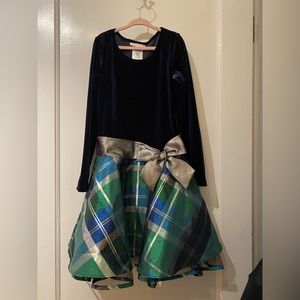 Bonnie Jean girls navy green and silver holiday dress size 8